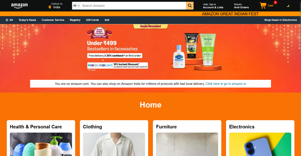 Screenshot of Amazon Clone